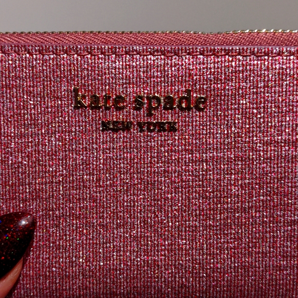 Nwt: Kate Spade sparkly pink bi-fold wallet - Picture 4 of 8